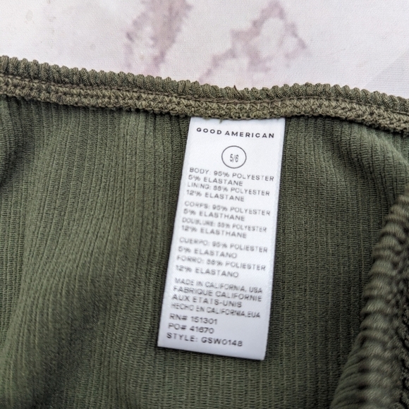 Good American Swim Bottom Women 5 6 2X 3X Stormy Green Crinkle Fit Cheeky Bikini - Picture 3 of 11